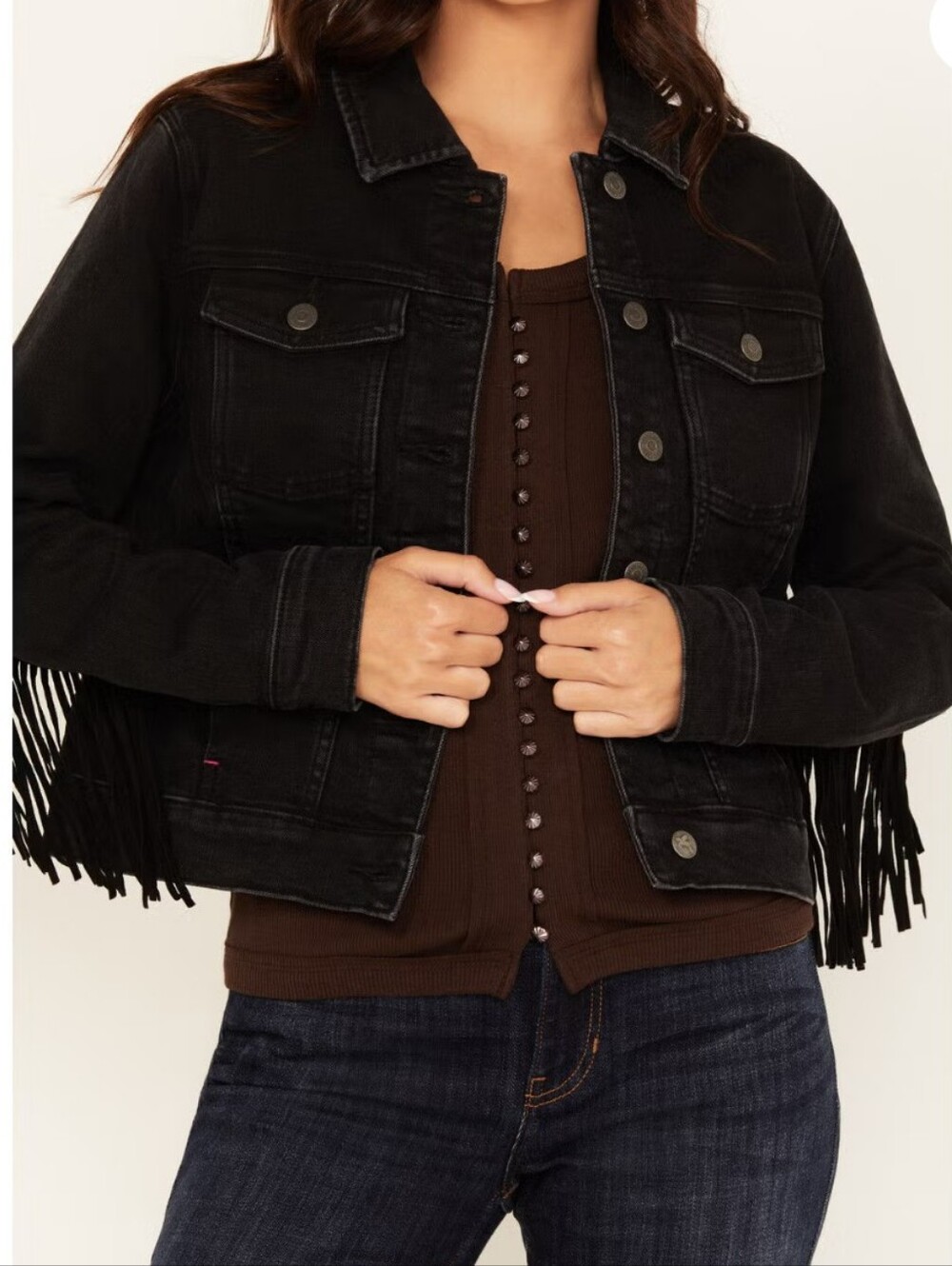 Idyllwind Outlaw Black Fringe Denim Jacket - Women's
